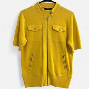 Lauren Ralph Lauren 100% Cotton Golden Yellow Utility Style Sweater Jacket